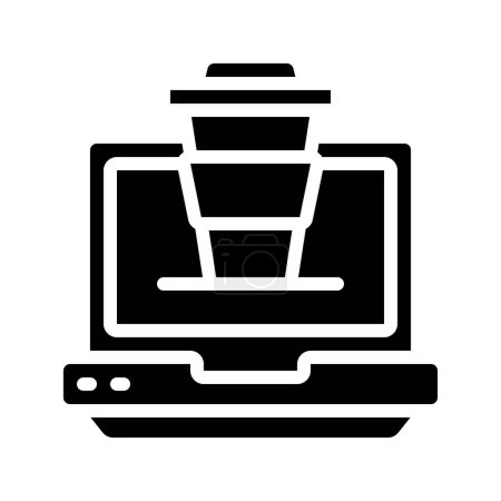 Ilustración de Café con el icono del ordenador portátil, vector de ilustración - Imagen libre de derechos