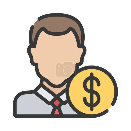 Téléchargez les illustrations : Illustration vectorielle de l'icône Web du conseiller financier - en licence libre de droit