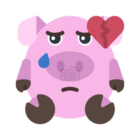 Ilustración de Triste corazón roto cerdito emoji ilustración - Imagen libre de derechos