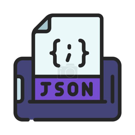 JSON File Mobile Icon, Vektorillustration