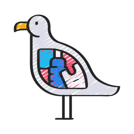 Téléchargez les illustrations : Oiseau plein d'illustration vectorielle d'icône Web en plastique - en licence libre de droit
