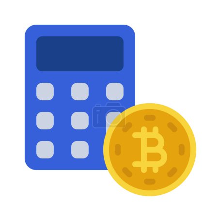 Téléchargez les illustrations : Illustration vectorielle de calculatrice icône Bitcoin - en licence libre de droit