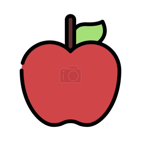 Téléchargez les illustrations : Pomme fruit plat icône design - en licence libre de droit