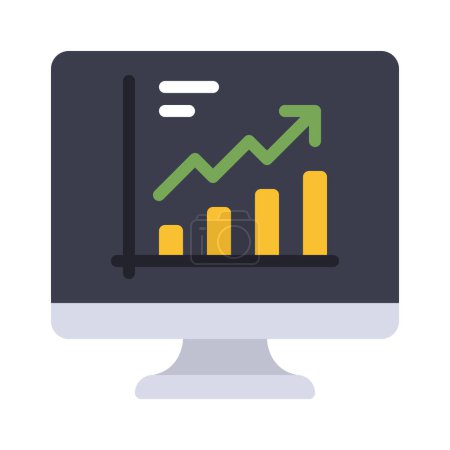 Illustration for Bar Chart  on computer monitor web  icon vector illustration - Royalty Free Image
