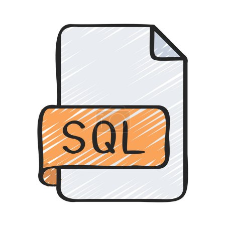 Téléchargez les illustrations : Icône Fichier SQL, illustration vectorielle - en licence libre de droit