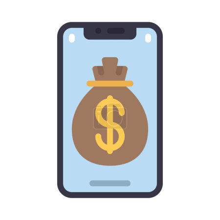 Illustration for Mobile Phone Cash icon vector illustration - Royalty Free Image