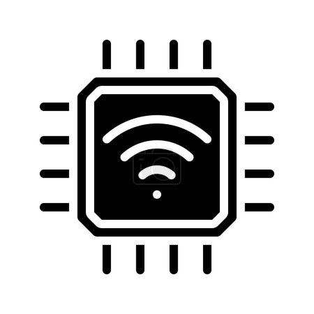 Téléchargez les illustrations : Wifi CPU Chip web icône, illustration vectorielle - en licence libre de droit