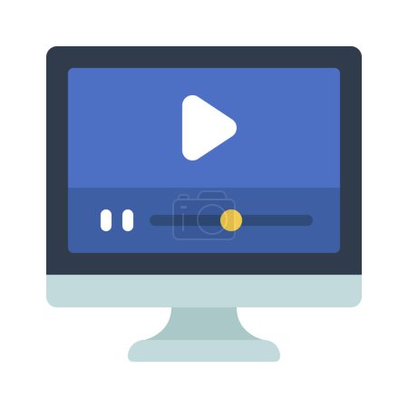 Illustration for Video On Computer icon, vector illustration - Royalty Free Image