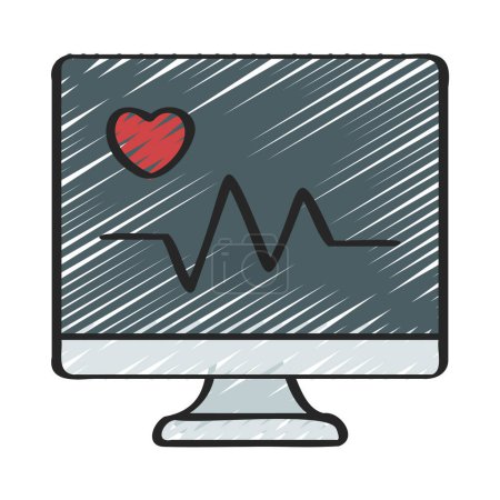 Ilustración de Heartbeat Icono de ordenador, ilustración vectorial - Imagen libre de derechos