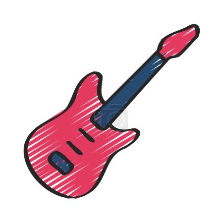 Ilustración de Icono del instrumento de guitarra eléctrica. icono de la línea vectorial de guitarra para el diseño web aislado sobre fondo blanco - Imagen libre de derechos