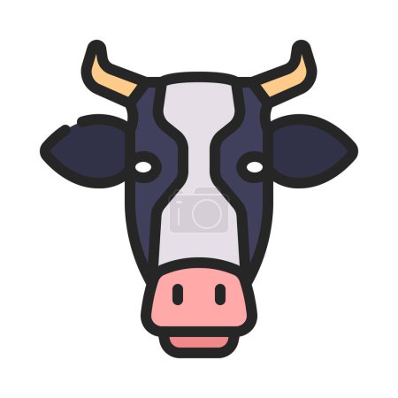 Téléchargez les illustrations : Animal ferme vache icône dans le style contour rempli - en licence libre de droit