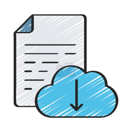 Illustration for Document Cloud Download Icon, Vector Illustration - Royalty Free Image