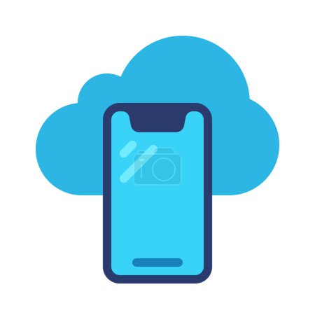 Téléchargez les illustrations : Icône Cloud mobile, Illustration vectorielle - en licence libre de droit