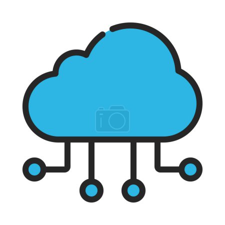 Téléchargez les illustrations : Icône des fils de Cloud Computing, Illustration vectorielle - en licence libre de droit