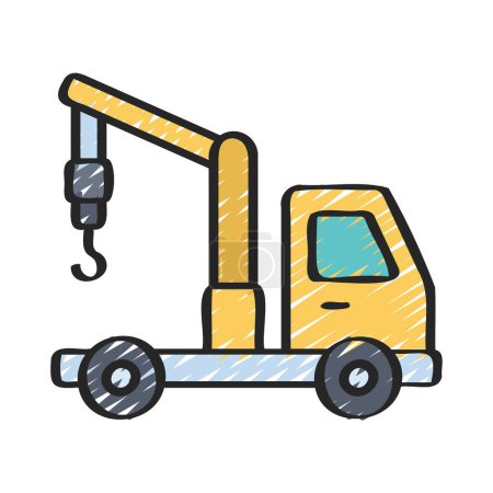 Téléchargez les illustrations : Illustration vectorielle icône camion grue - en licence libre de droit