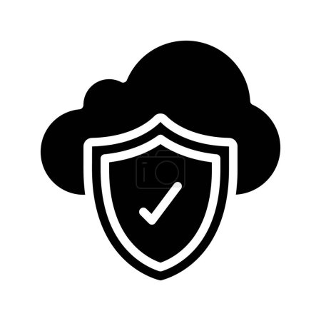 Téléchargez les illustrations : Icône Cloud Security Shield, Illustration vectorielle - en licence libre de droit