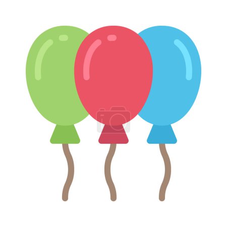 Téléchargez les illustrations : Anniversaire ballons vecteur icône illustration - en licence libre de droit
