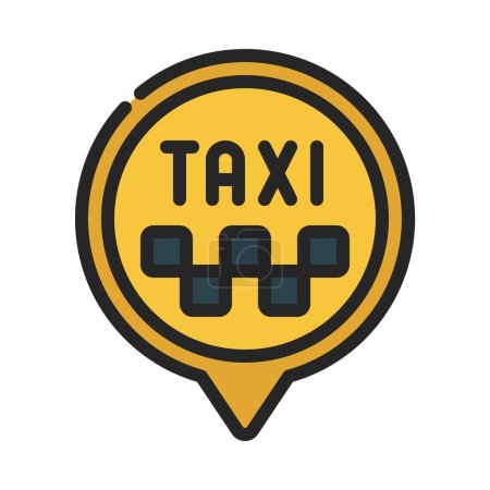 Téléchargez les illustrations : Cercle à carreaux Taxi Frame icône - en licence libre de droit
