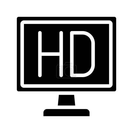 Téléchargez les illustrations : Signe vectoriel icône TV HD - en licence libre de droit