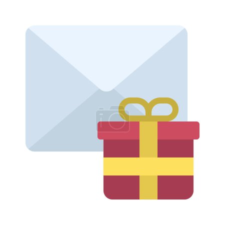Illustration for Gift Email, Isolated Icon On White Background - Royalty Free Image