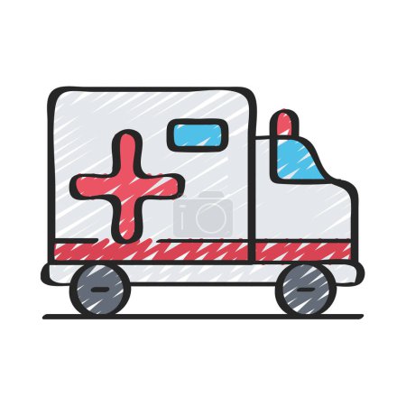 Téléchargez les illustrations : Icône de voiture d'ambulance. illustration de contour des icônes vectorielles d'ambulance pour le web - en licence libre de droit