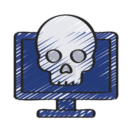 Illustration for Skull with laptop on white background. vector illustration - Royalty Free Image