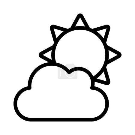 Ilustración de Sol detrás de la nube Icono, Vector Ilustración - Imagen libre de derechos