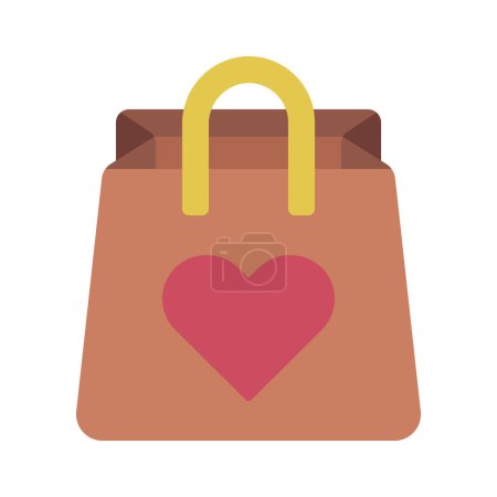 Téléchargez les illustrations : Love Shopping Bag illustration vectorielle icône web - en licence libre de droit