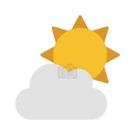 Téléchargez les illustrations : Soleil derrière l'icône du nuage, Illustration vectorielle - en licence libre de droit