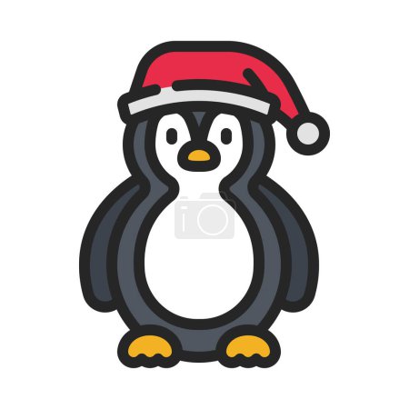 Illustration for Penguin in santa claus hat on white background, vector - Royalty Free Image