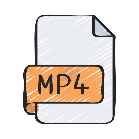 Téléchargez les illustrations : Icône de fichier MP4, illustration vectorielle - en licence libre de droit