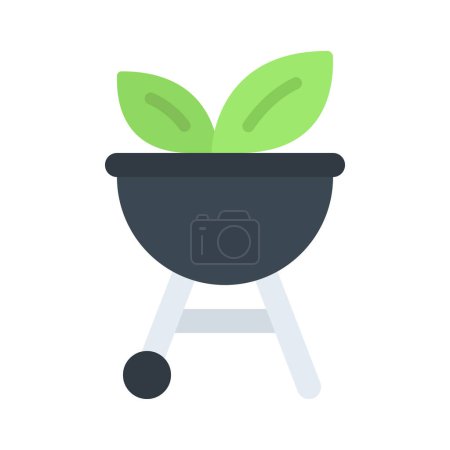 Téléchargez les illustrations : Barbecue végétarien Grill illustration vectorielle icône web - en licence libre de droit