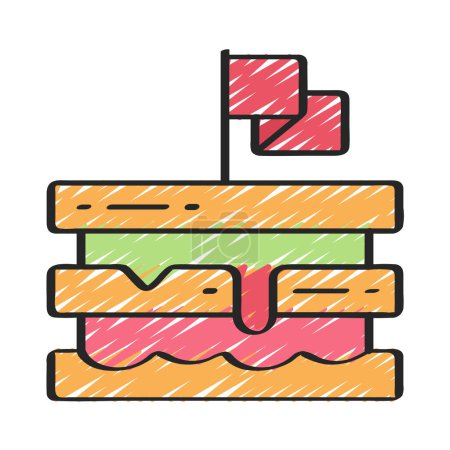 Téléchargez les illustrations : Icône sandwich, illustration vectorielle - en licence libre de droit