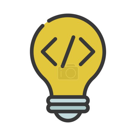 Téléchargez les illustrations : Code icône ampoule, illustration vectorielle - en licence libre de droit