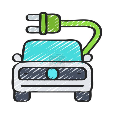 Illustration for Electric Car Plug icon on white background - Royalty Free Image