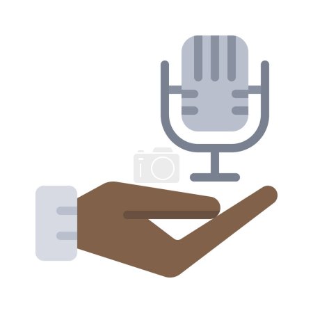 Illustration for Microphone in hand icon vector illustration background - Royalty Free Image