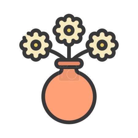 Téléchargez les illustrations : Vase avec des fleurs icône vectoriel illustration design - en licence libre de droit