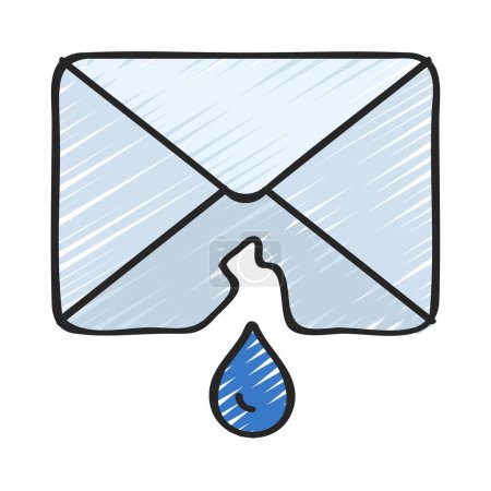 Illustration for Leaked Email, Isolated Icon On White Background - Royalty Free Image