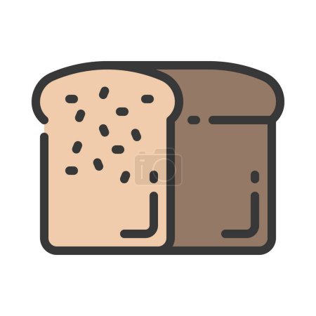 Téléchargez les illustrations : Nourriture, icône du pain, style plat - en licence libre de droit