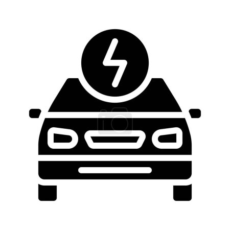 Téléchargez les illustrations : Icône de voiture électrique sur fond blanc - en licence libre de droit