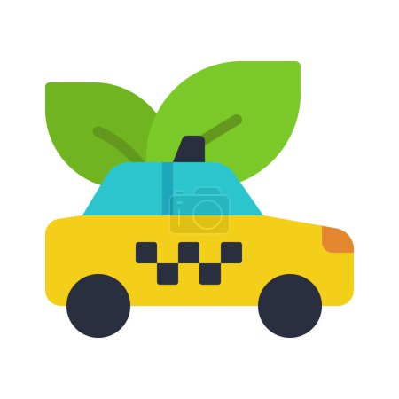 Illustration for Electric eco taxi car vector icon - Royalty Free Image