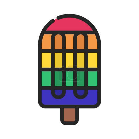 Téléchargez les illustrations : Rainbow Ice Lolly vecteur icône de couleur plate - en licence libre de droit