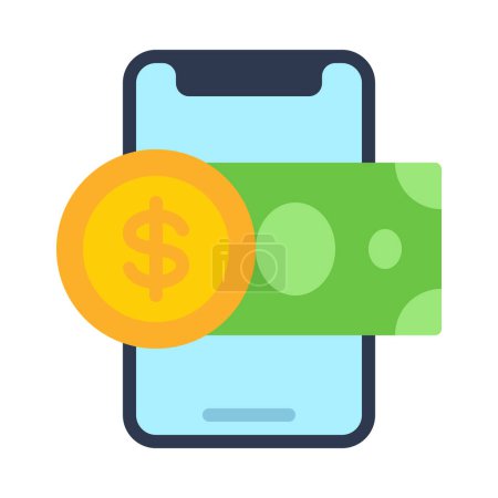 Téléchargez les illustrations : Illustration vectorielle de l'icône Web Mobile Cash - en licence libre de droit