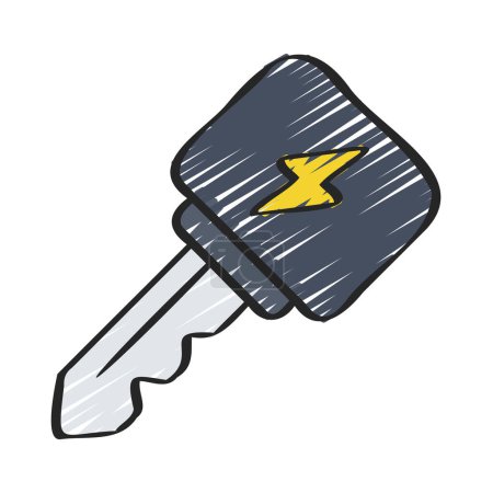 Illustration for Electric Car Key icon on white background - Royalty Free Image