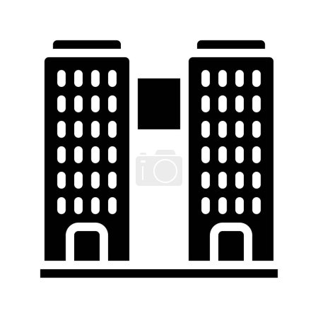 Téléchargez les illustrations : Bâtiment gratte-ciel icône. schéma illustration du bâtiment icône vectorielle pour le web - en licence libre de droit