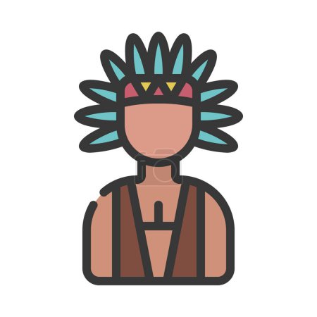 Téléchargez les illustrations : Illustration vectorielle de l'icône web Native Indian Man - en licence libre de droit