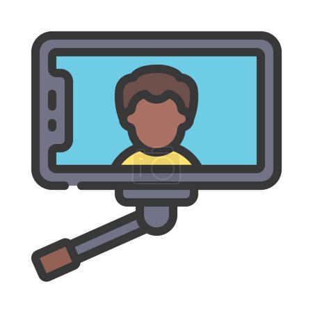 Téléchargez les illustrations : Selfie Stick illustration vectorielle de l'icône web - en licence libre de droit