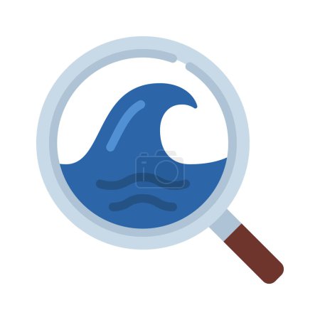 Illustration for Sea wave in magnifying glass icon, ocean protection icon, vector illustration - Royalty Free Image
