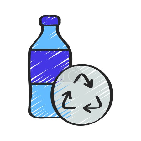 Illustration for Recycled Plastic Bottle icon illustration - Royalty Free Image