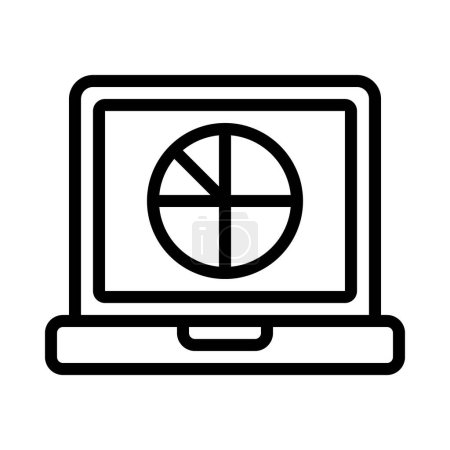 Laptop Pie Chart isoliert auf weißem Hintergrund. Finanz- und Geschäftskonzept.